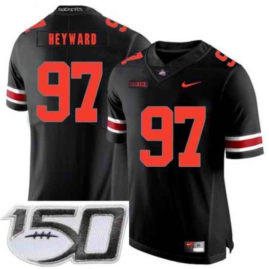 Ohio State Buckeyes 97 Cameron Heyward Black Shadow Nike College Football Stitched 150th Anniversary Patch Jersey